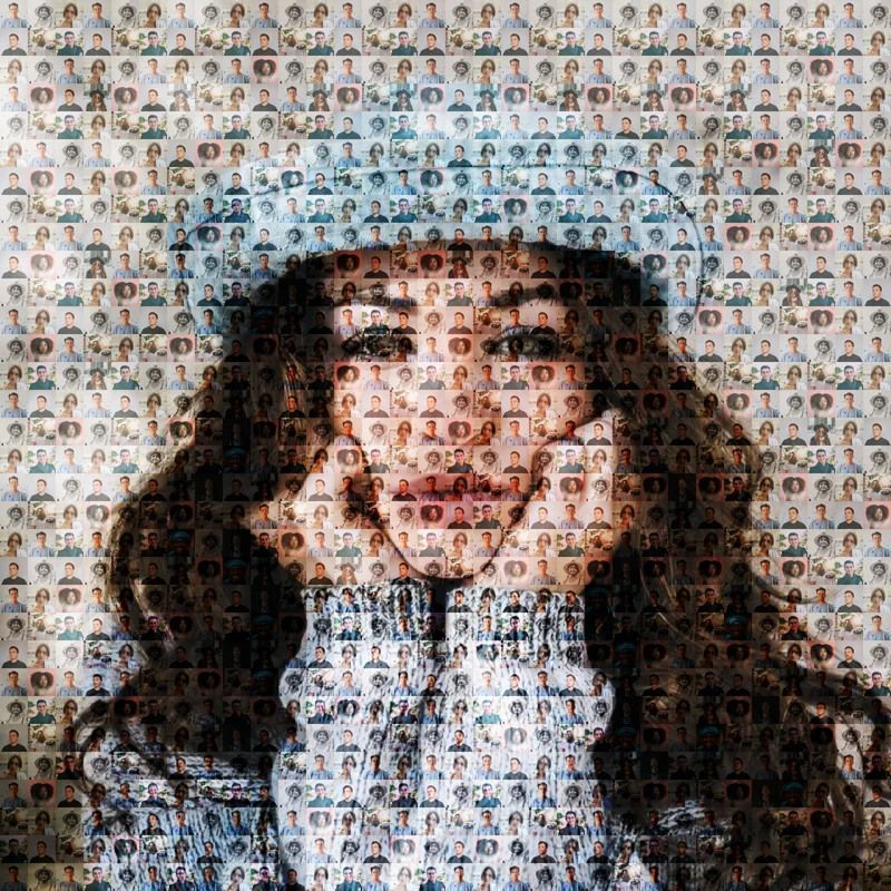 Photo Mosaic Example — portrait made from hundreds of tiny images